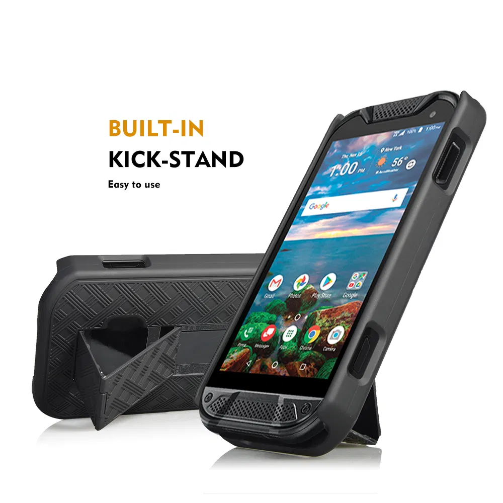 2 in 1 Belt Clip Rugged Kickstand Hybrid Combo Case for Kyocera Duraforce PRO 2 E6900 E6910
