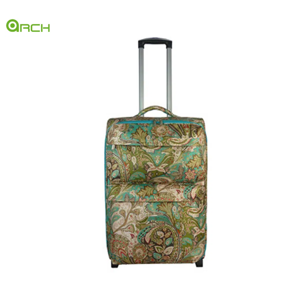 20" 24" 28" 3PCS Set Light Weight Fashionable Printing Polyester Luggage with Two Front Pockets and Aluminum Trolley System