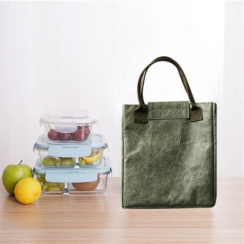 Adult Children Eco Friendly Washable Tyvek Paper Tote Lunch Bag for Office, Custom Logo Portable Lunch Box Bag