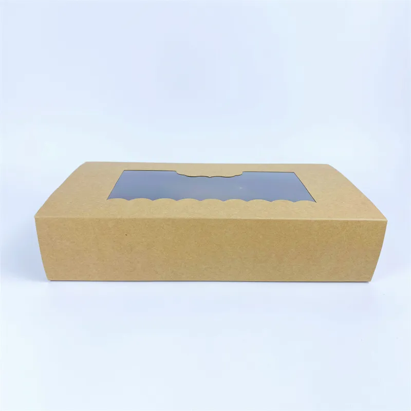 Cheap Price Custom Recycle Kraft Paper Cake Box for Bakery, Cake Cupcake Packaging with Plastic Clear Windows