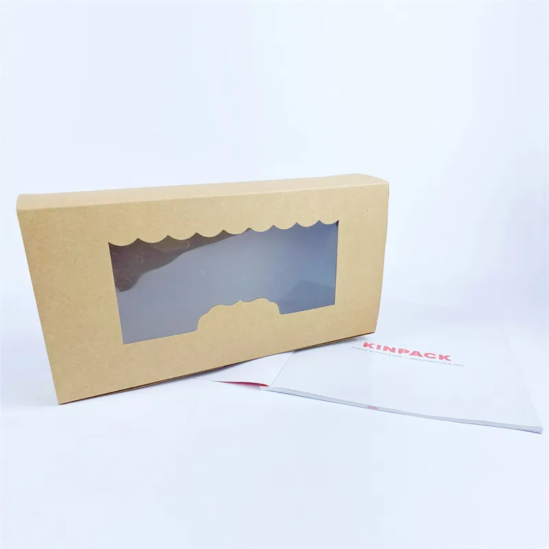 Cheap Price Custom Recycle Kraft Paper Cake Box for Bakery, Cake Cupcake Packaging with Plastic Clear Windows