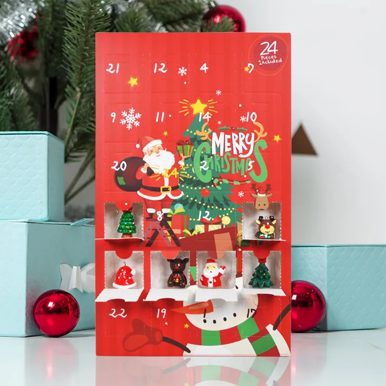 Christmas Decoration Countdown Packaging Chocolate Paper Surprise Mystery Boxes Gift 24 Insert Advent Calendar
