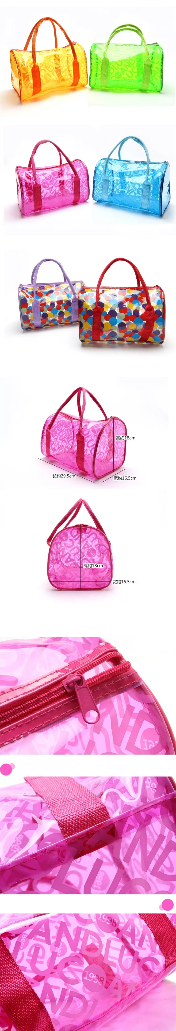 Clear Jelly Handbag PVC Bags Transparent Beach Bag Candy Jelly Bag Letter Printed Bolsa Transparente