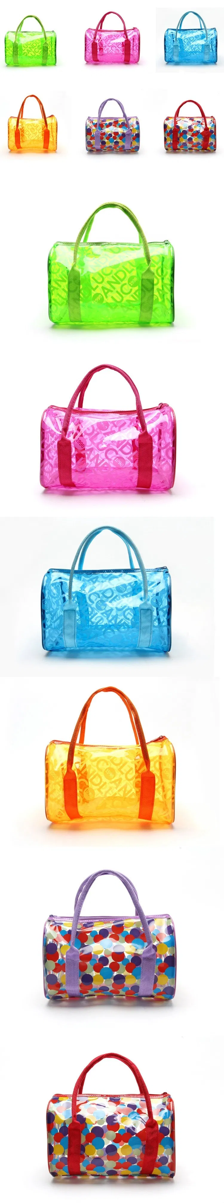 Clear Jelly Handbag PVC Bags Transparent Beach Bag Candy Jelly Bag Letter Printed Bolsa Transparente