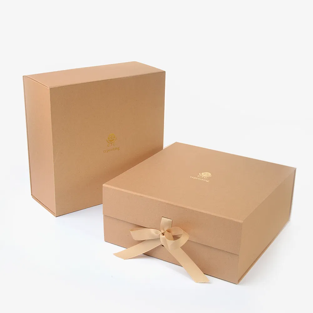 Custom Big Dress Clothing Recycle Cardboard Folding Kraft Paper Logo Gift Box with Magnetic Closure Lid