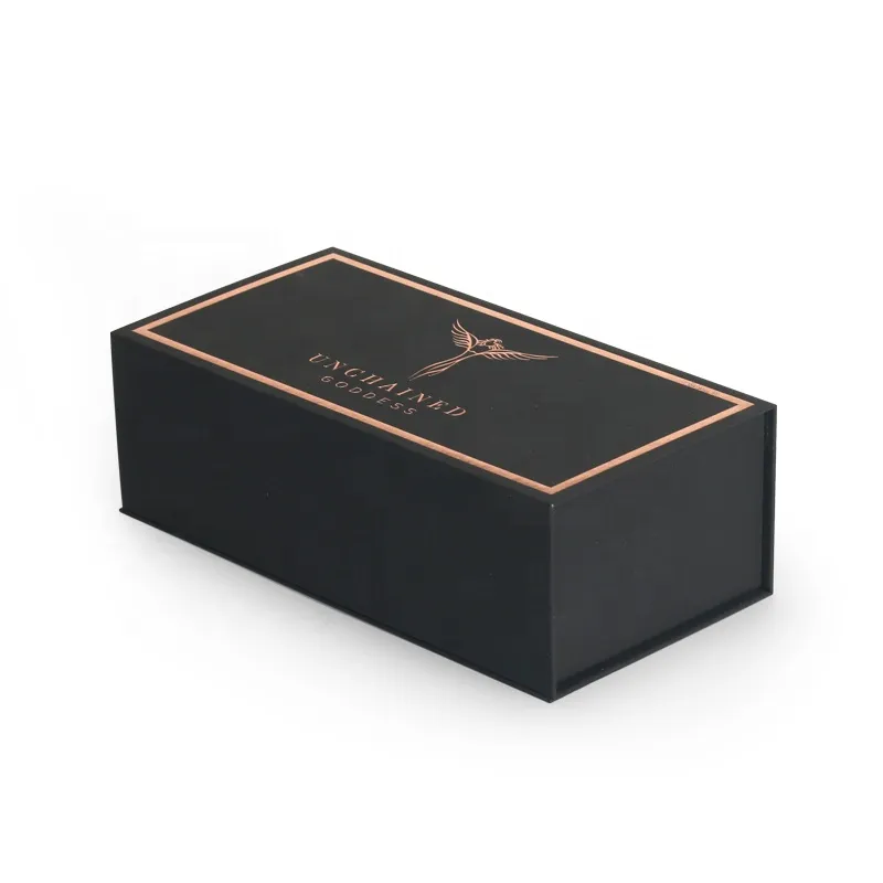 Custom Black Luxury Foldable Magnetic Gift Box Packaging Lined with Silk