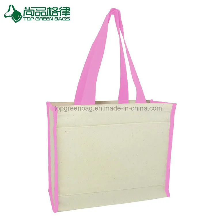 Custom Blank Heavy Organic Cotton Canvas Shopper with Colored Trim