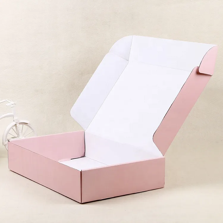 Custom Card Corrugated Paper Box Recycled Colored Gift Boxes Shipping Cloth Pink Mailer Boxes