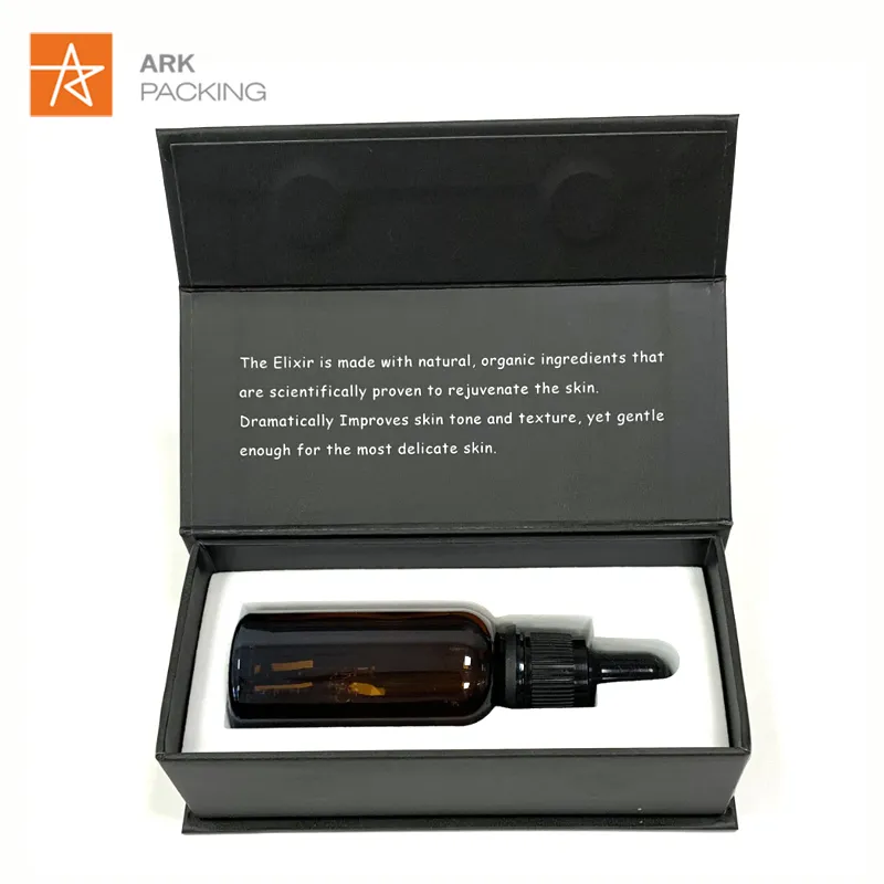 Custom Cosmetic Glass Bottles Paper Boxes Packaging Attar Essential Oil Nail Polish Book Magnetic Gift Box with Foam Insert