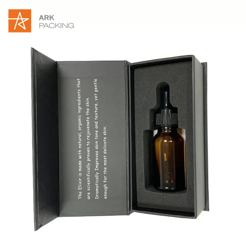 Custom Cosmetic Glass Bottles Paper Boxes Packaging Attar Essential Oil Nail Polish Book Magnetic Gift Box with Foam Insert