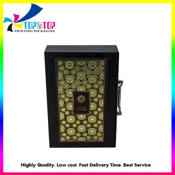 Custom Design Luxury PU Cover Rigid Drawer Perfume Box Middle Eastern Style Paper Sliding Gift Box Manufacturer