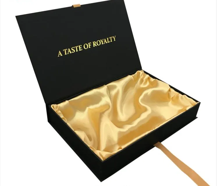 Custom Logo Rigid Paper Packaging Cardboard Matte Black Gift Box with Foam Insert