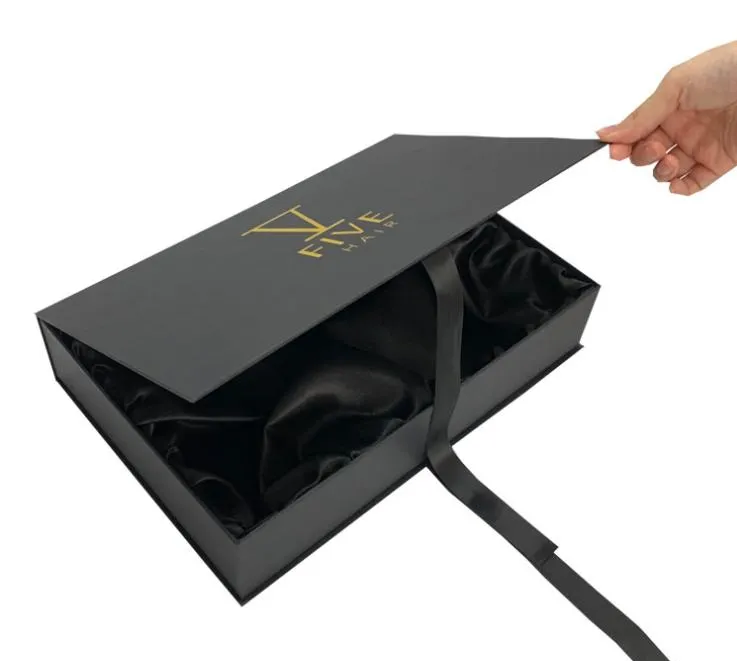 Custom Logo Rigid Paper Packaging Cardboard Matte Black Gift Box with Foam Insert