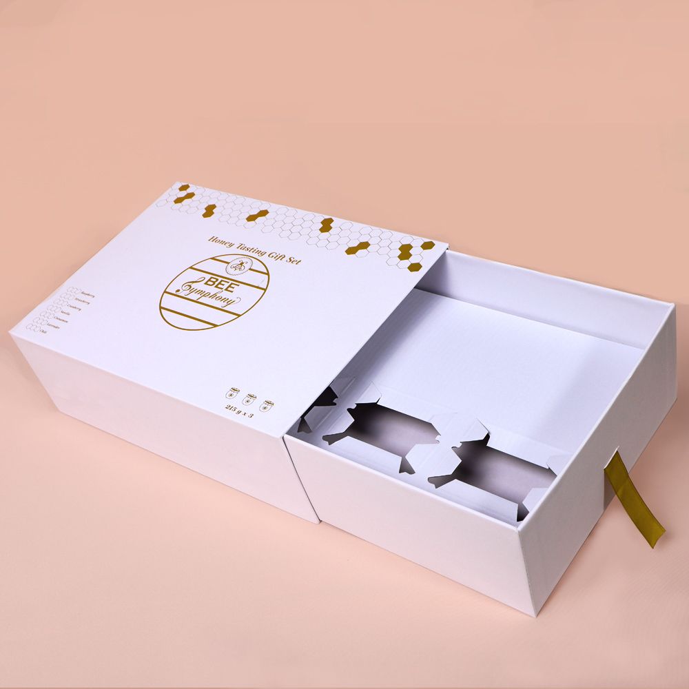 Custom Printed Sliding Type Honey Bottle Packaging Paper Drawer Gift Box for Health Care Products