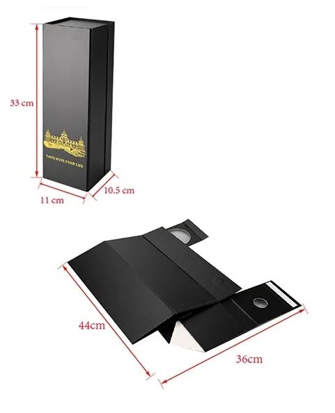 Custom Wine Bottle Packaging Magnetic Closure Paper Cardboard Boxes