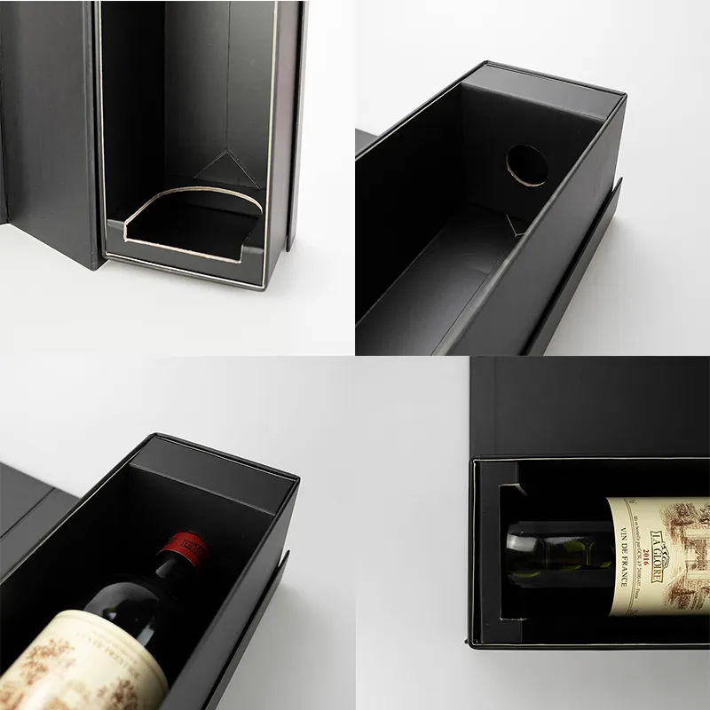 Custom Wine Bottle Packaging Magnetic Closure Paper Cardboard Boxes