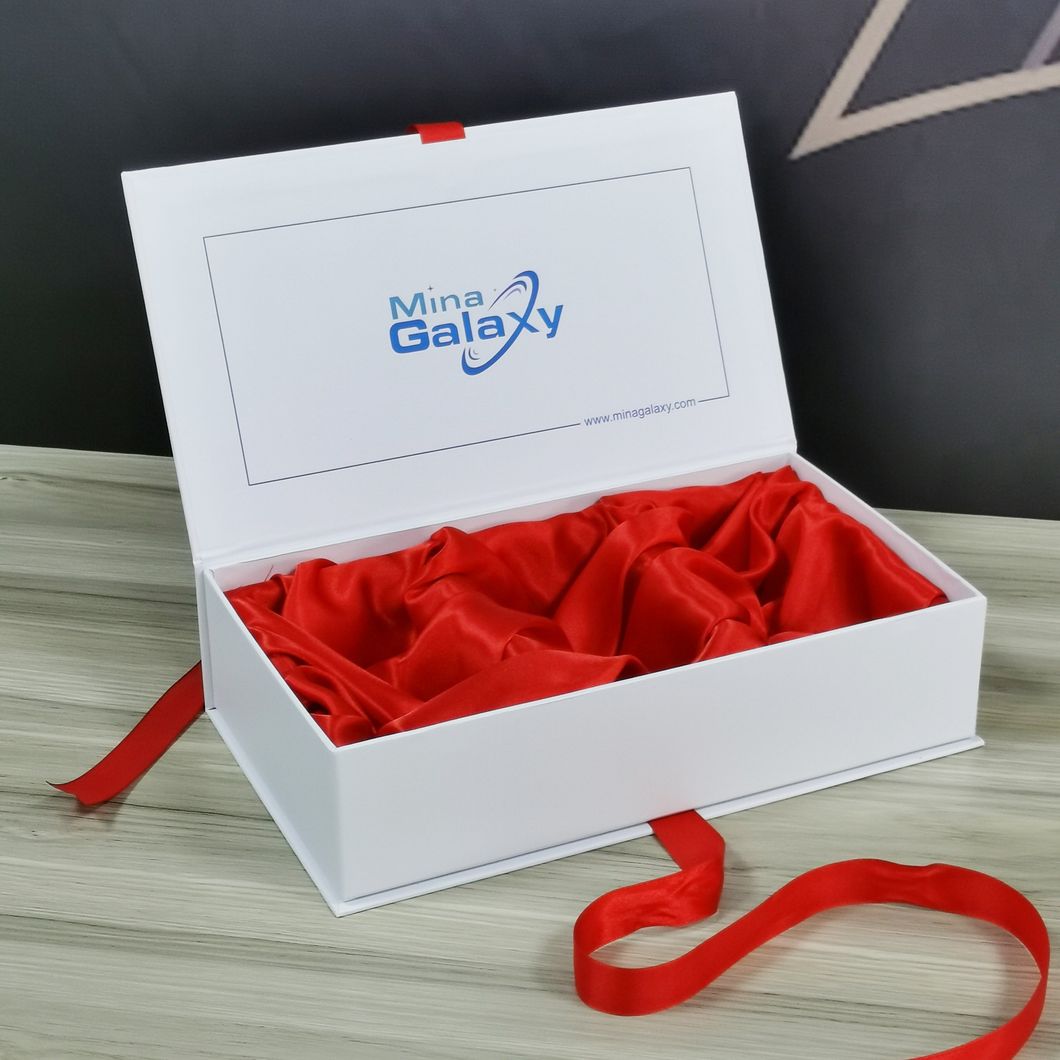 Customer Design Debossing Rigid Cardboard Book Shape Paper Gift Box with Ribbon for Birthday