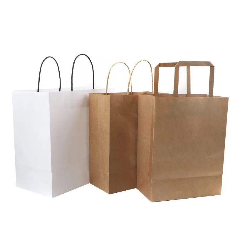 Eco Friendly Kraft Shopping Packaging Clothing Made Handl Recycle Cuto