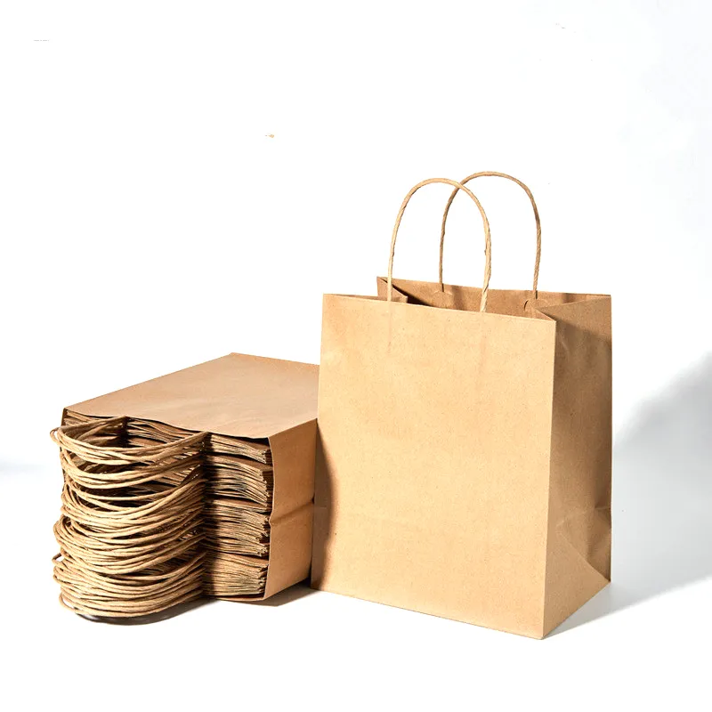 Eco Friendly Kraft Shopping Packaging Clothing Made Handl Recycle Cuto