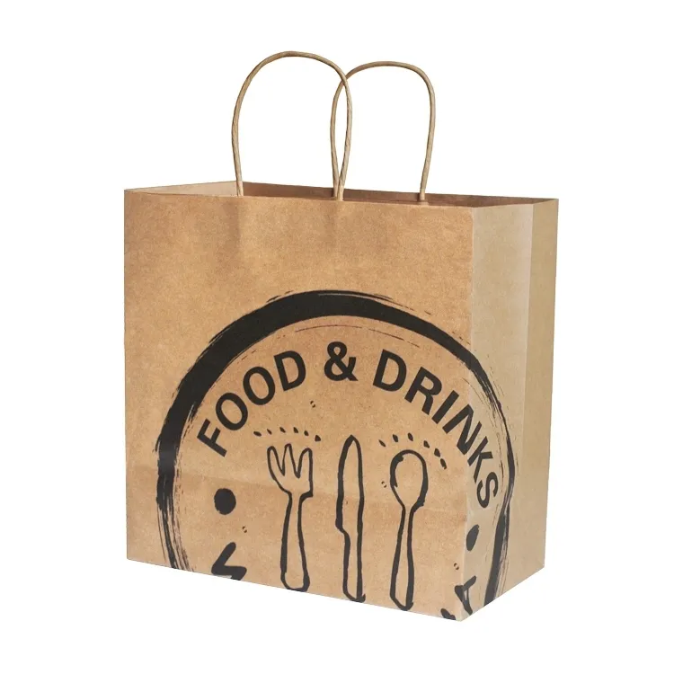 Eco Friendly Kraft Shopping Packaging Clothing Made Handl Recycle Cuto