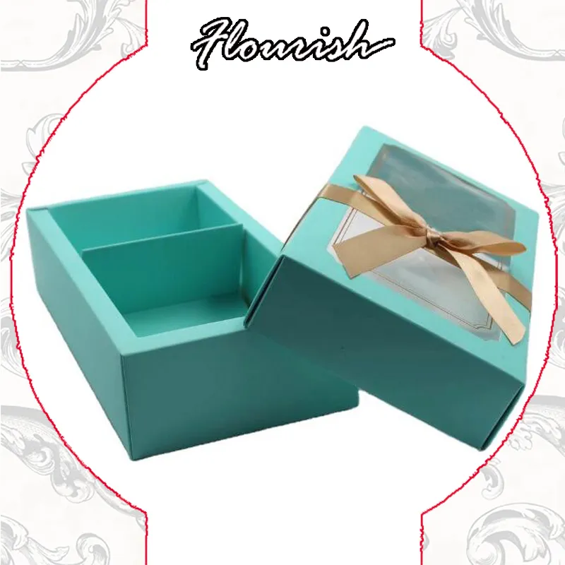 Foldable Green Color White Card Macaroon Dessert Packaging Window Box