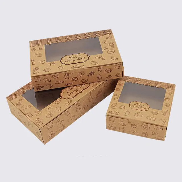 Food Grade Disposable Custom Printed Brown Paper Box Container for Sandwich Pizza Packaging