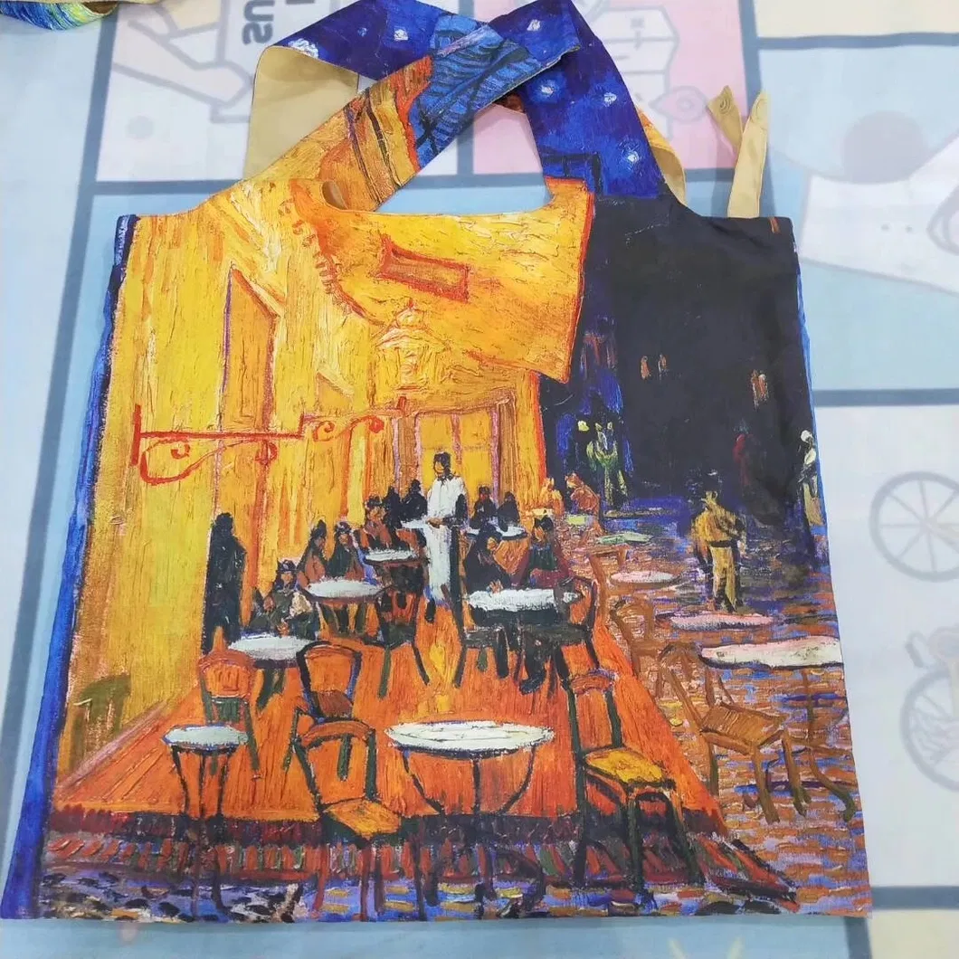 Full Imprint Polyester Gift Tote Pocket Foldable Shopping Bag