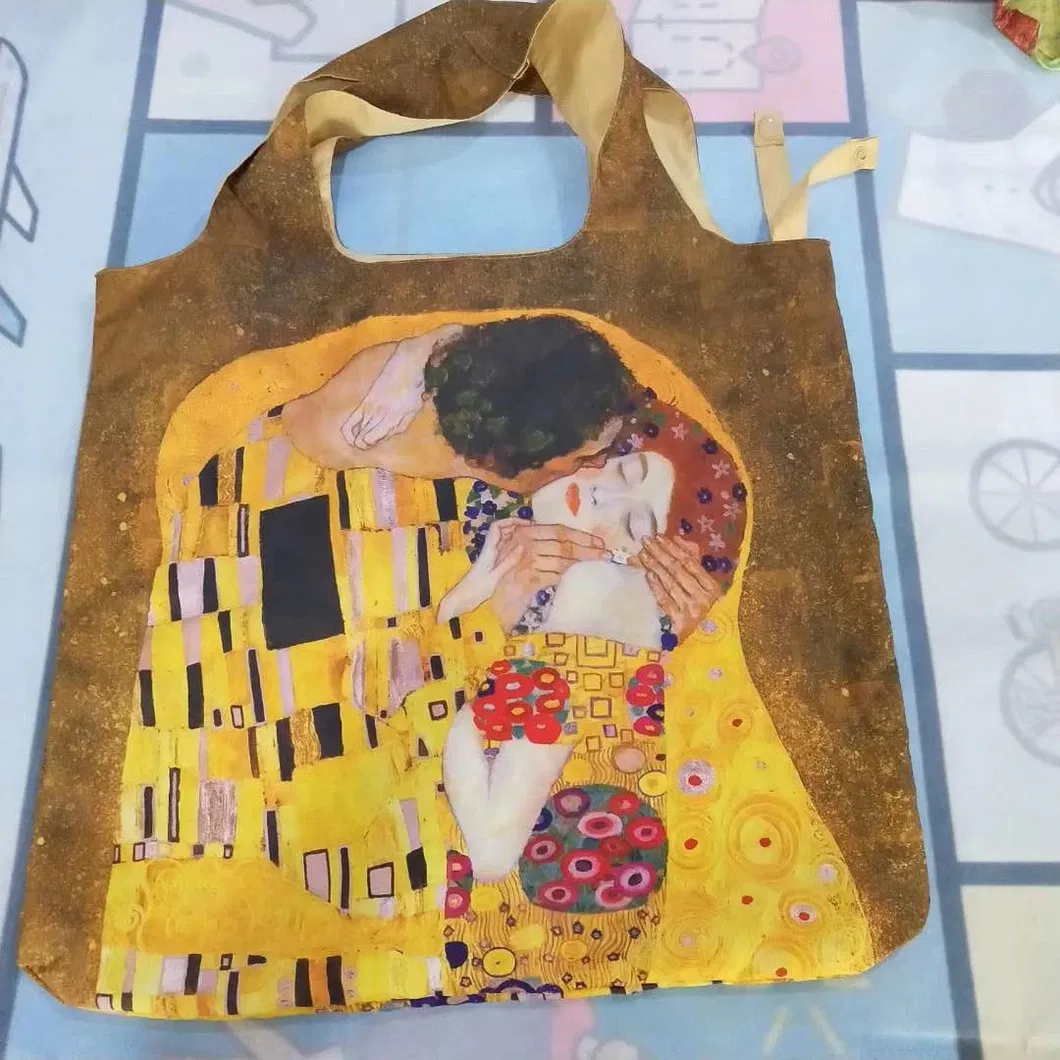 Full Imprint Polyester Gift Tote Pocket Foldable Shopping Bag