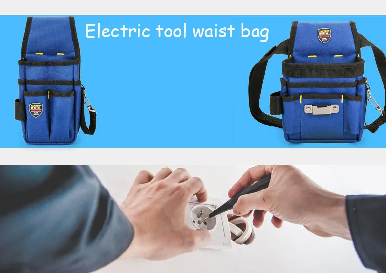 Heavy Duty 1680d Tool Bag Waist Pouch Adjustable Multi-Pocket Telecom Engineer Technician Electrical Electrician Organizer