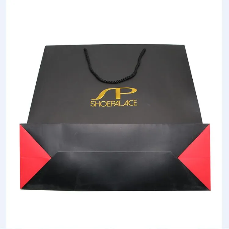 High Quality Paperboard Logo Hot Foil and Emboss Printing Recycle Paper Shopping Bag