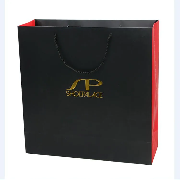 High Quality Paperboard Logo Hot Foil and Emboss Printing Recycle Paper Shopping Bag