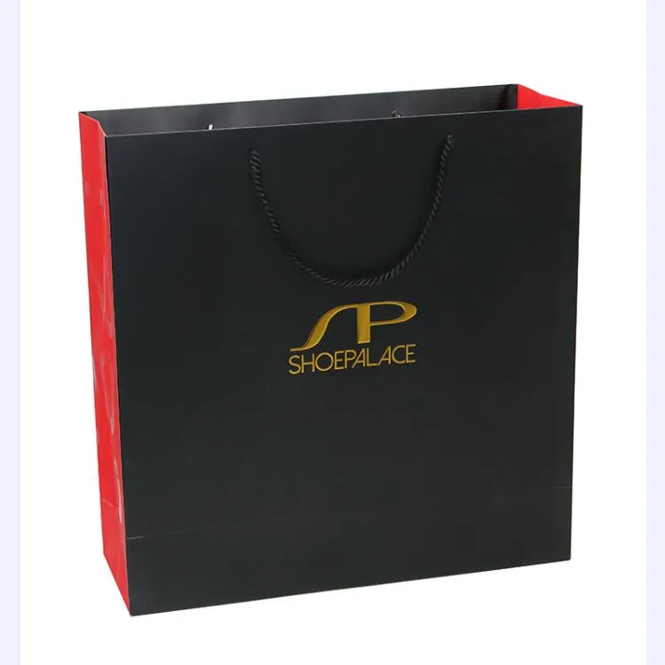 High Quality Paperboard Logo Hot Foil and Emboss Printing Recycle Paper Shopping Bag