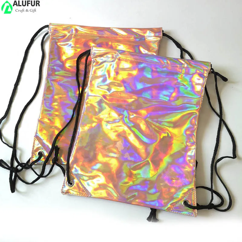 Holographic Laser PVC Drawstring Cinch Backpack with Inner Pocket