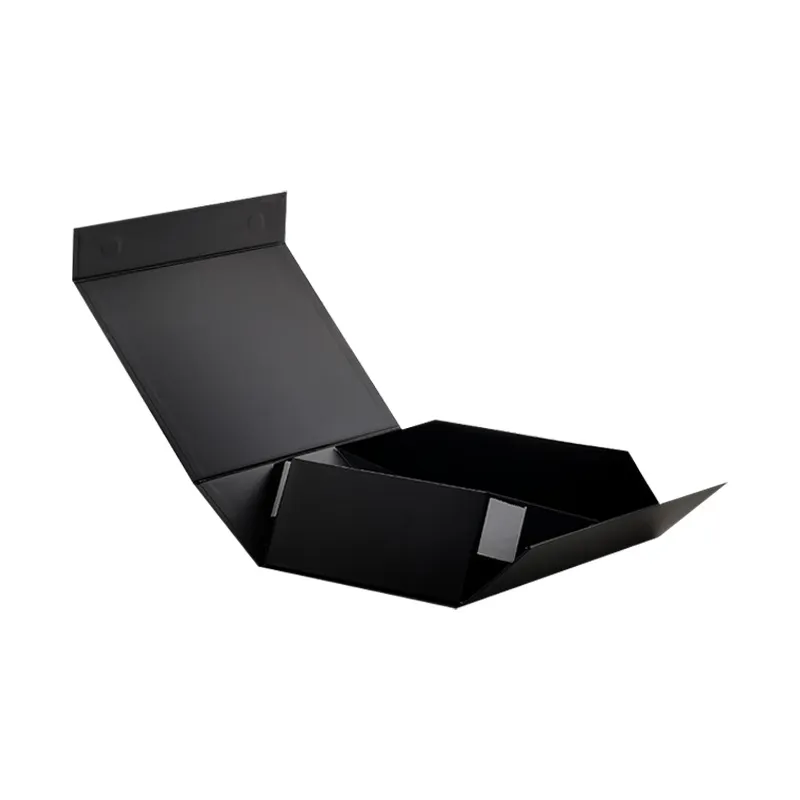 Hot Fancy Magnet Box Carton Black Rigid Flat Luxury Magnetic Folding Storage Paper Gift Box with Ribbon