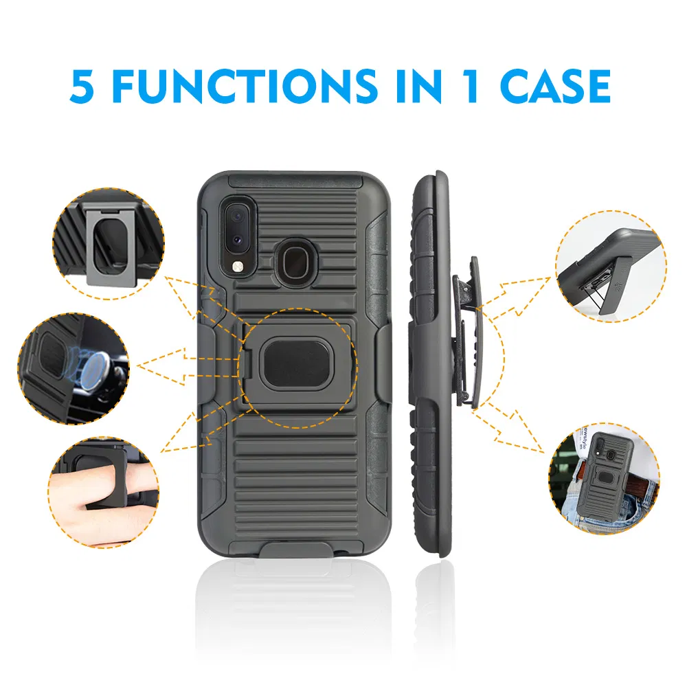 Kickstand Hybrid Case with Belt Clip Stand 3in1 Army Shockproof Armor Phone Case for Samsung Note10 A20e