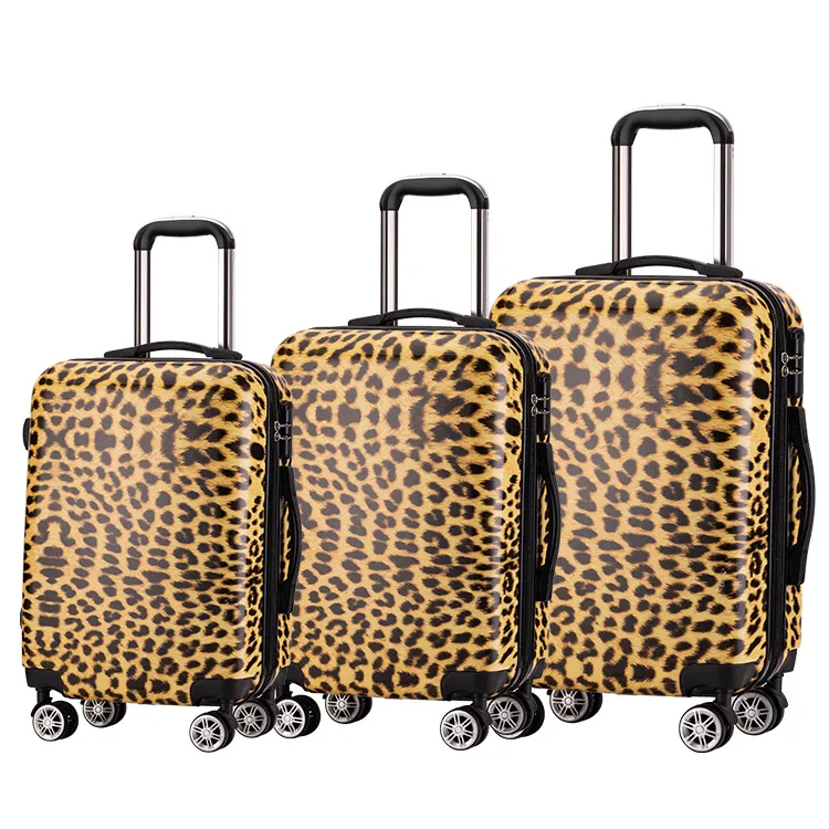 Leopard Print ABS PC Trolley Spinner Baggage Luggage Suitcase