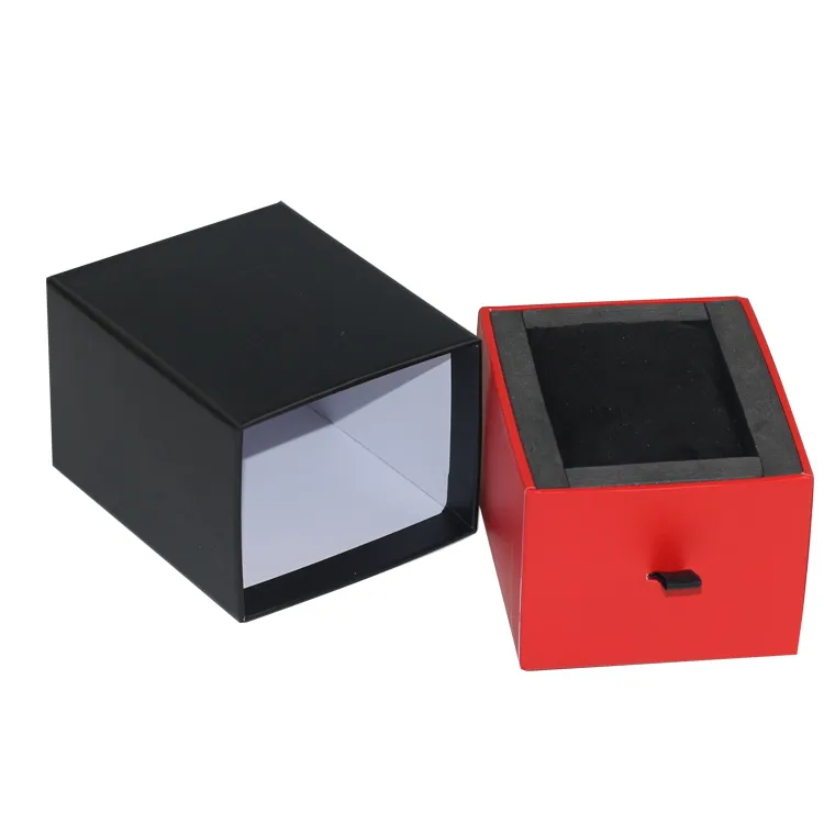 Luxury Drawer Storage Packaging Boxes, Custom Simple Paper Gift Black Watch Box