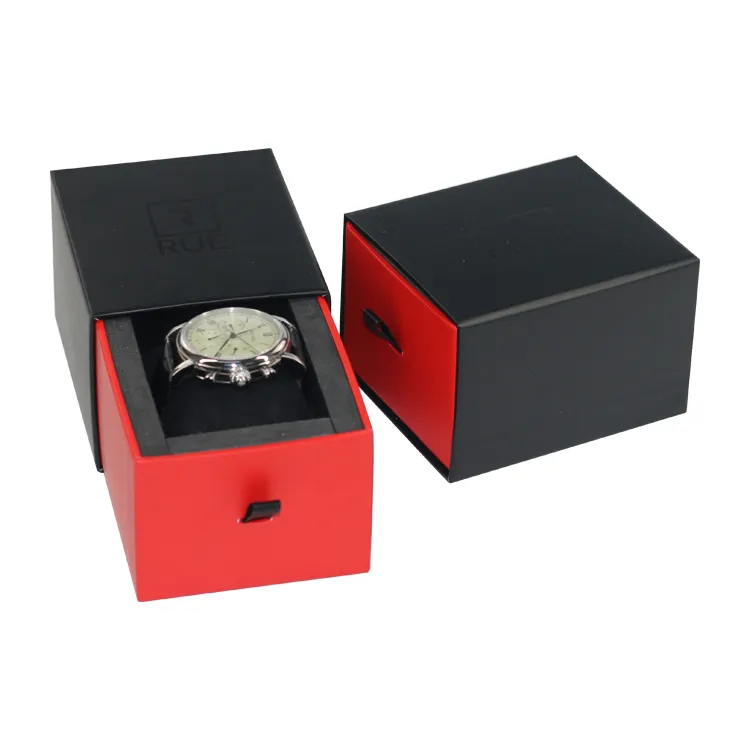 Luxury Drawer Storage Packaging Boxes, Custom Simple Paper Gift Black Watch Box