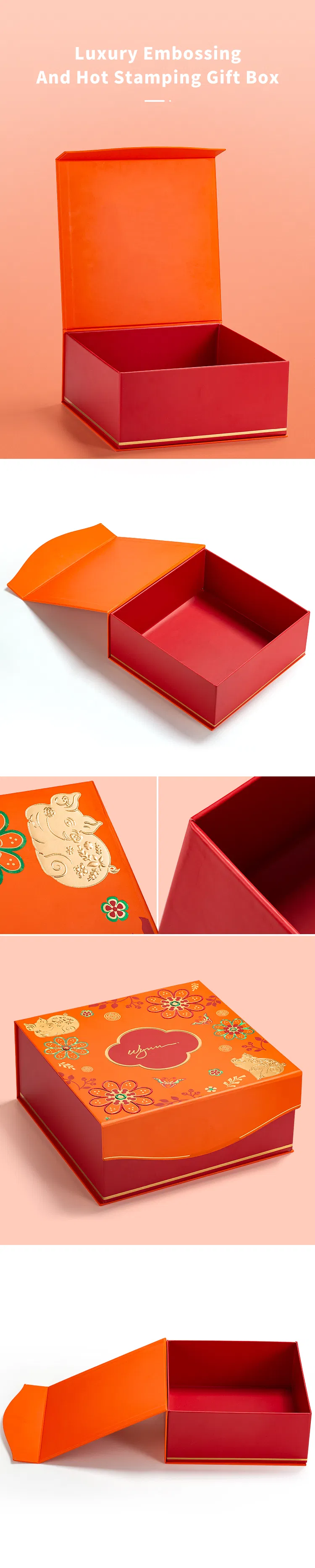 Luxury Embossing Hot Stamping Rigid Cardboard Box Magnetic Closure Folding Gift Packaging for Cosmetic Garment Shoes Health Care Products