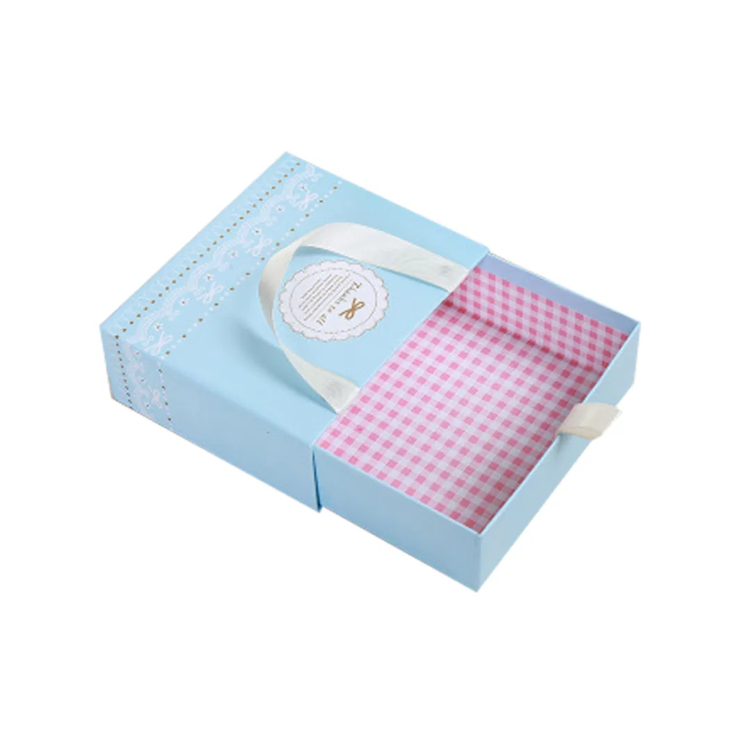 Luxury Fancy Paper Gift Box Sliding Cardboard Box with Silk Handle