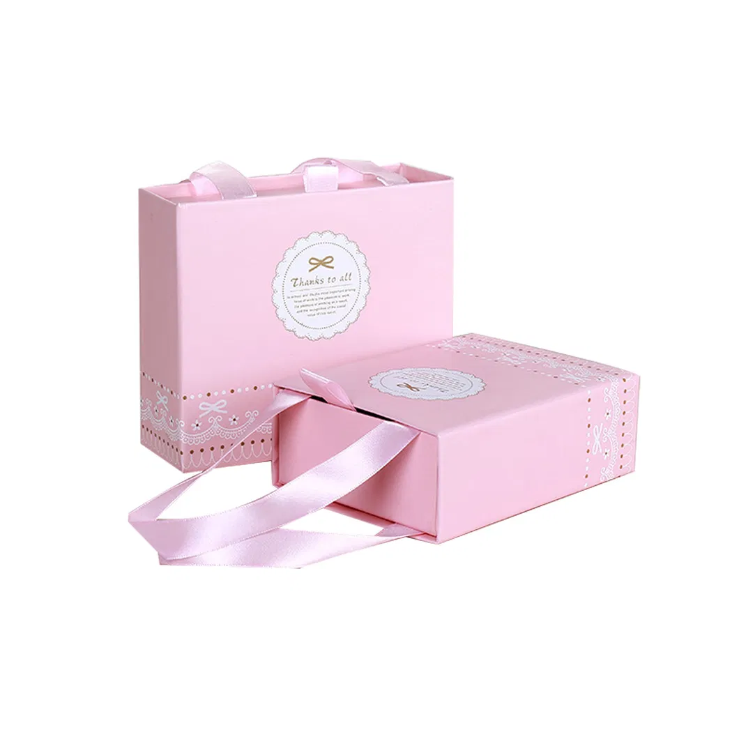 Luxury Fancy Paper Gift Box Sliding Cardboard Box with Silk Handle