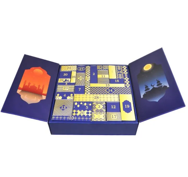 Middle East Ramadan Countdown Calendar Blind Box Custom Eid Al-Fitr Gift Box Biscuits Candy Box