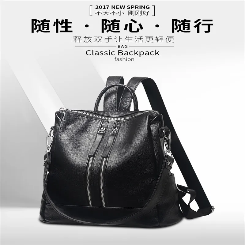 Popular Korea PU Leather School Backpack Girls Teenager Student School Bag