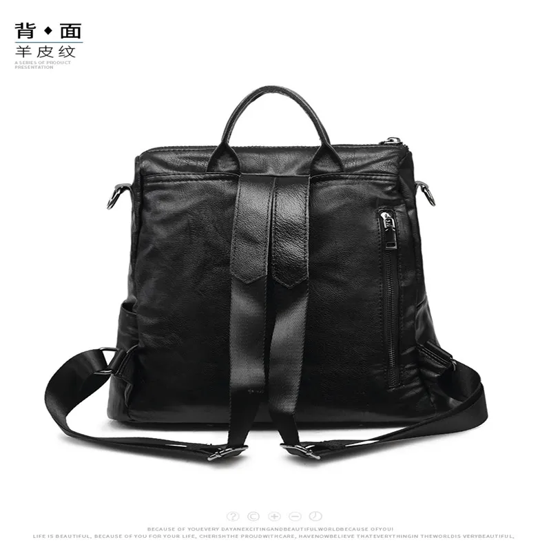 Popular Korea PU Leather School Backpack Girls Teenager Student School Bag