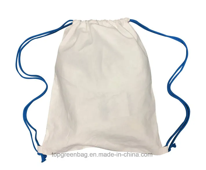 Promotional 100% Natural Cotton Calico Drawstring Sports Pack Bag