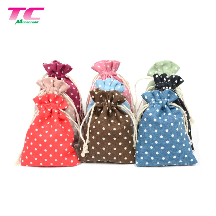 Promotional Custom Printed Plain Calico Gift Storage Dust Packing Bag Large 100% Natural Organic Cotton Canvas Christmas Drawstring Bags