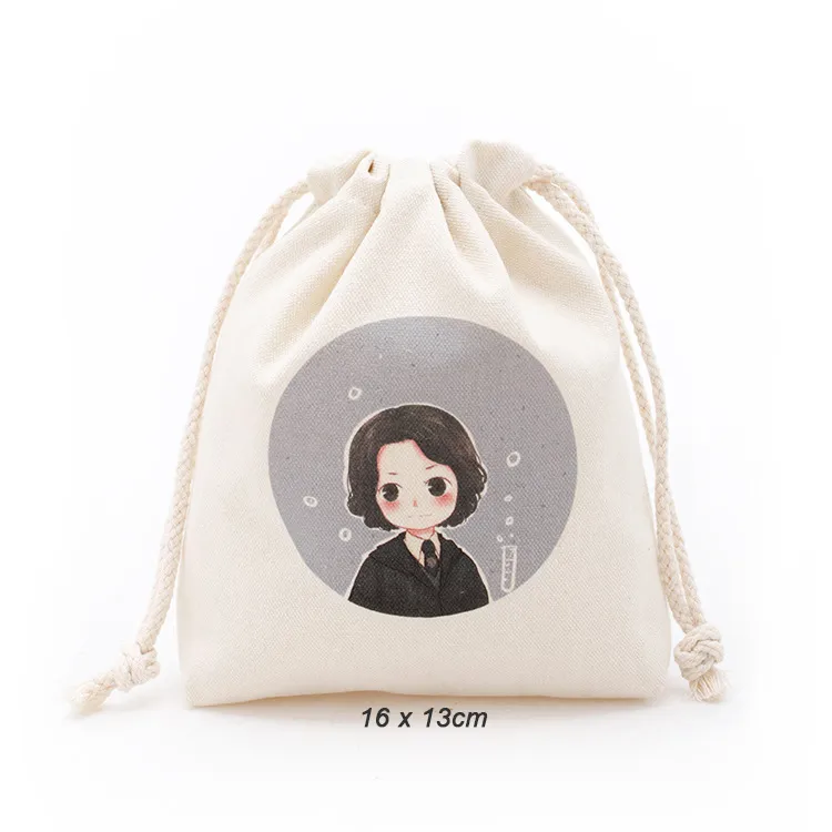 Promotional Custom Printed Plain Calico Gift Storage Dust Packing Bag Large 100% Natural Organic Cotton Canvas Christmas Drawstring Bags