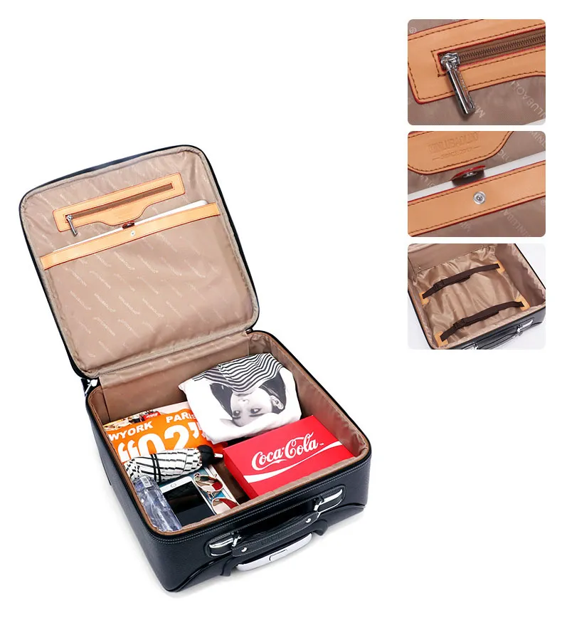 PU Wheeled Trolley Rolling Luggage Leisure Business Travel Boarding Bag Suitcase Pack Case (CY9932)