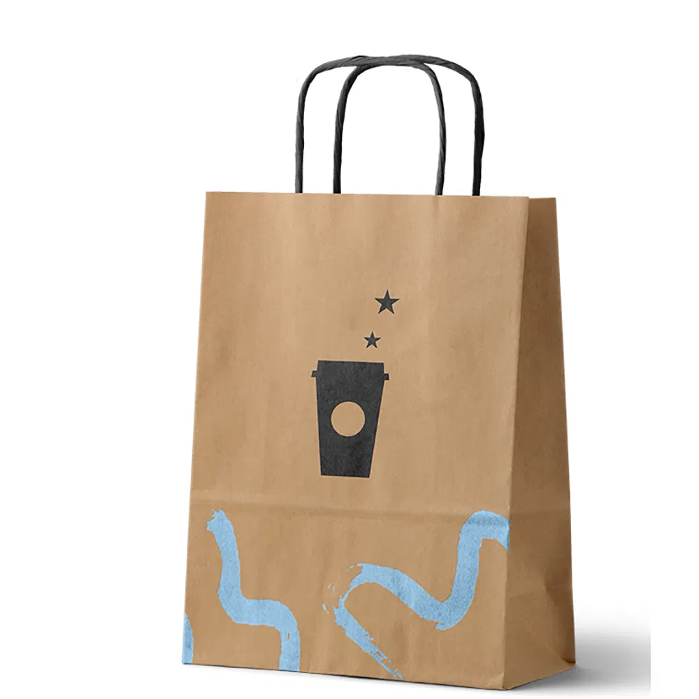 Recycle Grocery Gift Shopping Kraft Paper Bag with Flat Handles