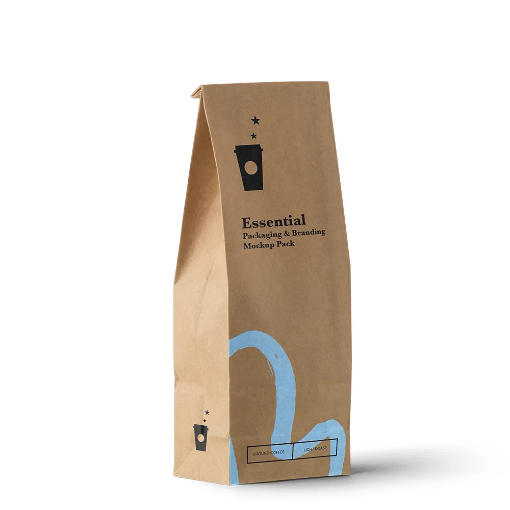 Recycle Grocery Gift Shopping Kraft Paper Bag with Flat Handles